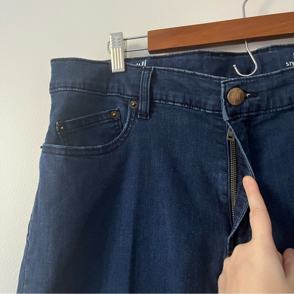Mugsy Studio Blue Dark Wash Blue Stretch Jeans 38 X 30 - Picture 3 of 11